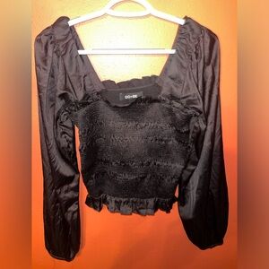 do + be black satin blouse